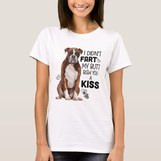 Boxer dog Funny, ik heb niet met m'n buik gesprong T-shirt (Voorkant)