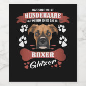 Boxer Dog Hair Glitter Wijn Etiket (Enkel label)