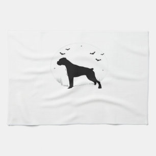 Boxer Dog � Halloween Maan Silhouette Klassiek T-S Theedoek