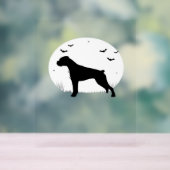 Boxer Dog - Halloween Moon Silhouette Classic T-SH Acryl Bord (Neutraal)