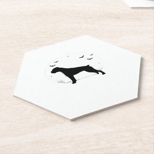 Boxer Dog � Halloween Moon Silhouette Classic T-SH Kartonnen Onderzetters (Schuin)