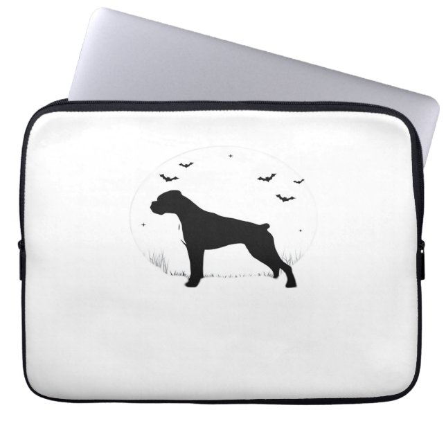 Boxer Dog - Halloween Moon Silhouette Classic T-SH Laptop Sleeve (Voorkant)