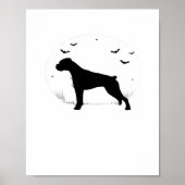 Boxer Dog - Halloween Moon Silhouette Classic T-SH Poster (Voorkant)