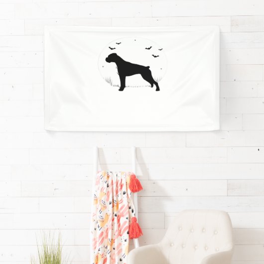 Boxer Dog - Halloween Moon Silhouette Classic T-SH Spandoek (Insitu)
