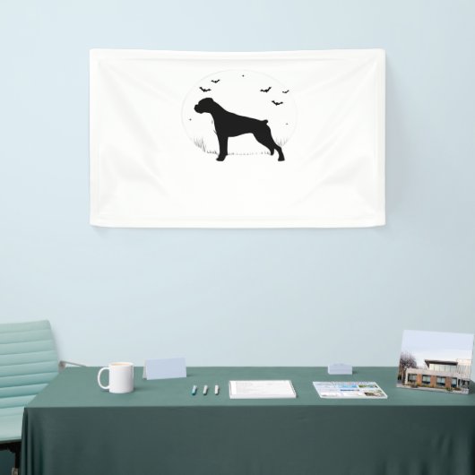 Boxer Dog - Halloween Moon Silhouette Classic T-SH Spandoek (Beurs)