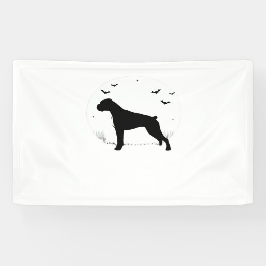 Boxer Dog - Halloween Moon Silhouette Classic T-SH Spandoek (Horizontaal)