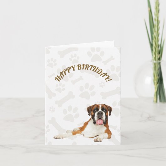 Boxer Dog Happy Birthday Card Kaart (Voorkant)