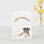 Boxer Dog Happy Birthday Card Kaart (Gele Bloem)