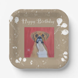 Boxer Dog Happy Birthday Paper Borden Papieren Bordje
