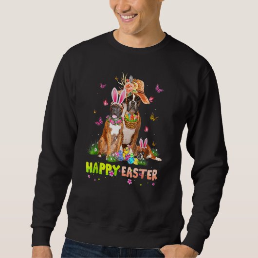 Boxer Dog Happy Paaster Bunny Easter Kinder Trui (Voorkant)