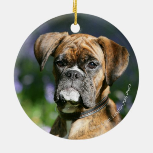 Boxer Dog Headshot Keramisch Ornament (Achterkant)