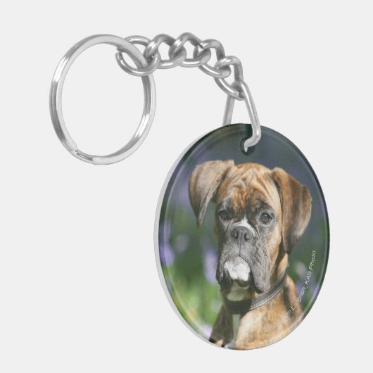 Boxer Dog Headshot Sleutelhanger (Voorkant Links)