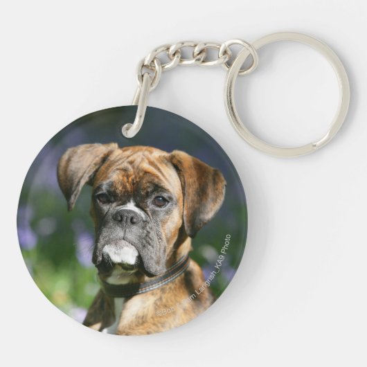 Boxer Dog Headshot Sleutelhanger (Achterkant)