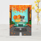 Boxer Dog Herfst Pumpkin Kaart (Gele Bloem)