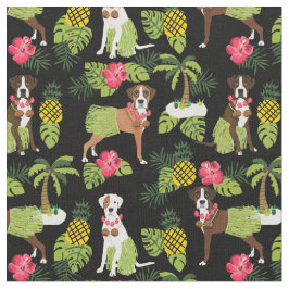 Boxer Dog hula tropisch zwart Stof