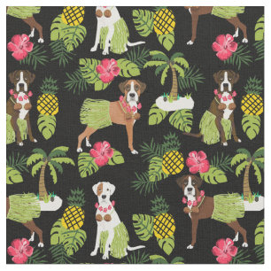 Boxer Dog hula tropisch zwart Stof
