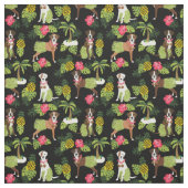 Boxer Dog hula tropisch zwart Stof (Swatch)