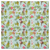 Boxer Dog huls tropisch lichtblauw Stof (Swatch)