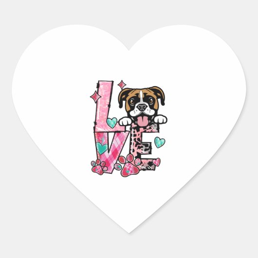 Boxer Dog Ik hou van mijn Valentijnsdag Hart Sticker (Voorkant)