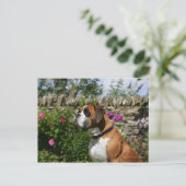 Boxer Dog in de bloemen Briefkaart (Staand voorkant)