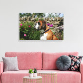Boxer Dog in de bloemen Canvas Afdruk (Insitu (Woonkamer))