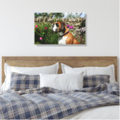 Boxer Dog in de bloemen Canvas Afdruk (Insitu (Slaapkamer))