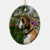 Boxer Dog in de bloemen Keramisch Ornament (Rechts)
