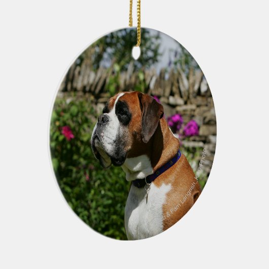 Boxer Dog in de bloemen Keramisch Ornament (Rechts)