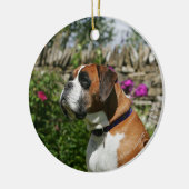 Boxer Dog in de bloemen Keramisch Ornament (Links)