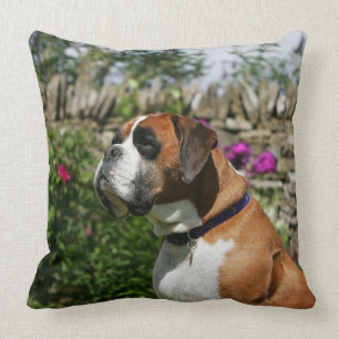 Boxer Dog in de bloemen Kussen
