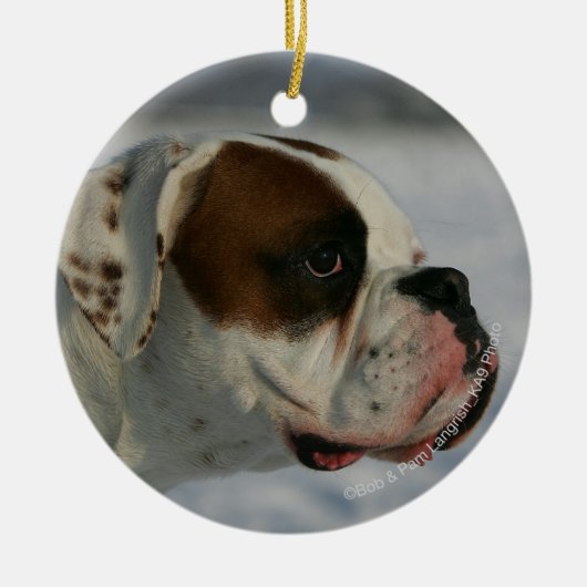 Boxer Dog in de sneeuw Keramisch Ornament (Voorkant)