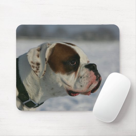 Boxer Dog in de sneeuw Muismat (Met muis)