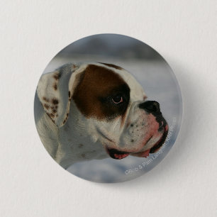 Boxer Dog in de sneeuw Ronde Button 5,7 Cm