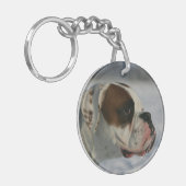 Boxer Dog in de sneeuw Sleutelhanger (Voorkant Links)