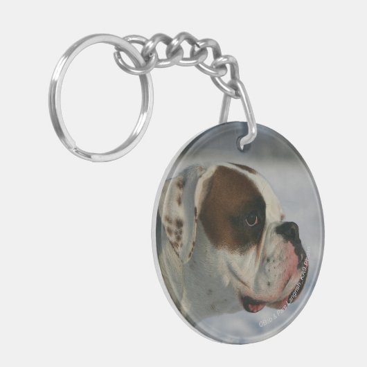 Boxer Dog in de sneeuw Sleutelhanger (Voorkant Links)