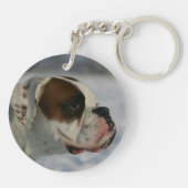 Boxer Dog in de sneeuw Sleutelhanger (Achterkant)