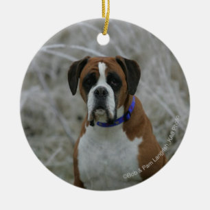 Boxer Dog in de vorst Keramisch Ornament