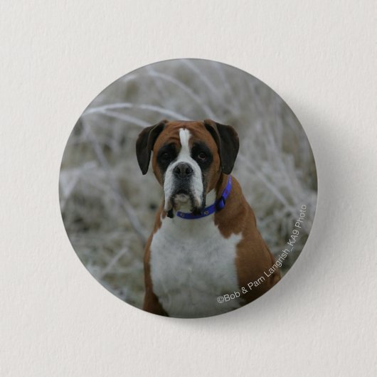 Boxer Dog in de vorst Ronde Button 5,7 Cm (Voorkant)