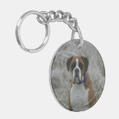 Boxer Dog in de vorst Sleutelhanger (Voorkant Links)