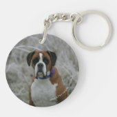 Boxer Dog in de vorst Sleutelhanger (Achterkant)
