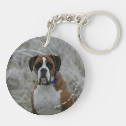 Boxer Dog in de vorst Sleutelhanger (Achterkant)