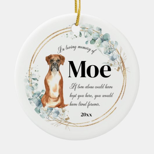 Boxer Dog in Loving Memory Pet Memorial Keramisch Ornament (Voorkant)
