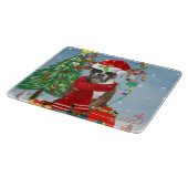 Boxer Dog in sneeuw met kerstcadeaus Snijplank (Hoek)