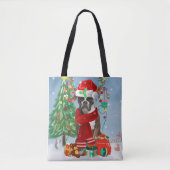 Boxer Dog in sneeuw met kerstcadeaus Tote Bag (Voorkant)