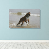 Boxer Dog in water Canvas Afdruk (Insitu (Houten vloer))