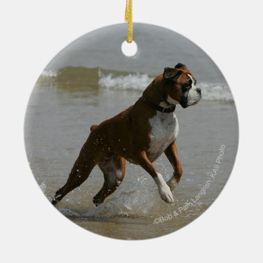 Boxer Dog in water Keramisch Ornament (Achterkant)
