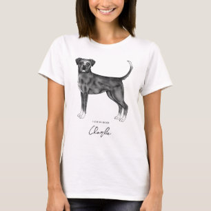 Boxer Dog in zwart-wit Ik hou van mijn naam en voo T-shirt