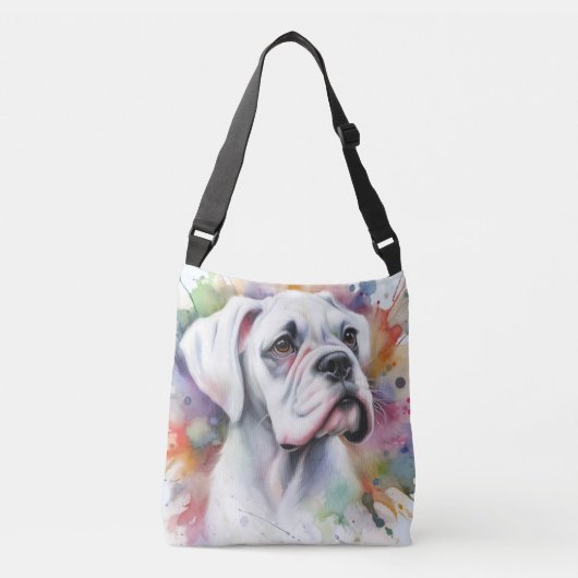 Boxer Dog Joy Ink-Spattered Whimsical Boxer ❤ Crossbody Tas (Voorkant)