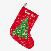 Boxer Dog-kerstboom Groene Bow Rood Kleine Kerstsok (Voorkant (Hangend))
