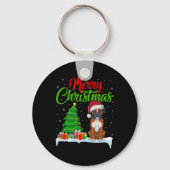 Boxer Dog kerstboomverlichting Funny Xmas Boxer D Sleutelhanger (Voorkant)
